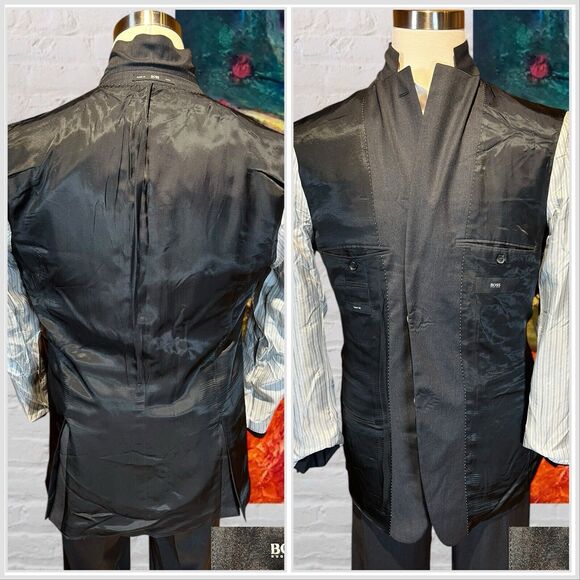 Hugo Boss 42L 32x33 Gray Virgin Wool Super 110 High Quality 2 Piece Suit Set - Picture 6 of 14